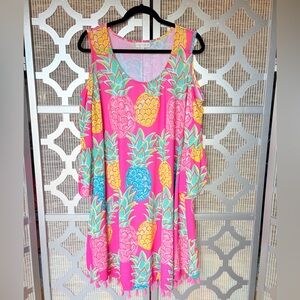 Simply Southern Vibrant Pineapple Print Midi Dress